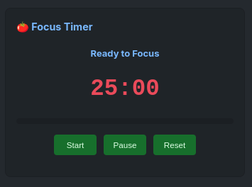 Pomodoro timer interface in the extension